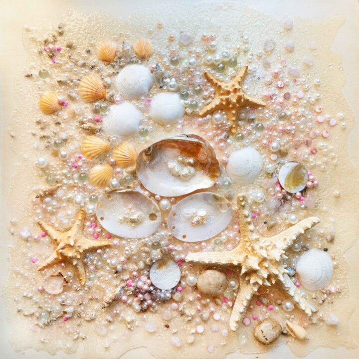 Sculptuur getiteld "Abstract Sea / Ocea…" door Bast, Origineel Kunstwerk, Hout Gemonteerd op Frame voor houten brancard
