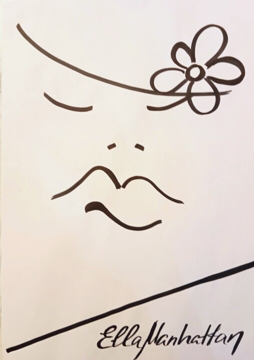 A woman with a flower pin 绘画, 18.9x13.4 in