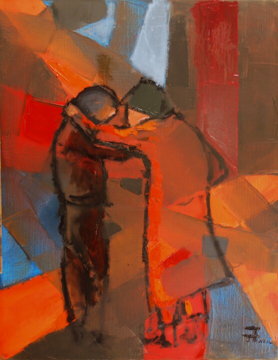 L'ange gardien 绘画, 36.2x28.7 in