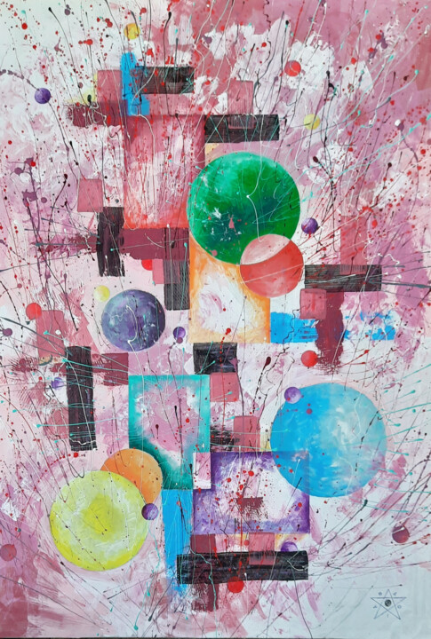 Painting titled "ONCE UPON A TIME" by Dragos Bagia, Original Artwork, Oil Mounted on Cardboard