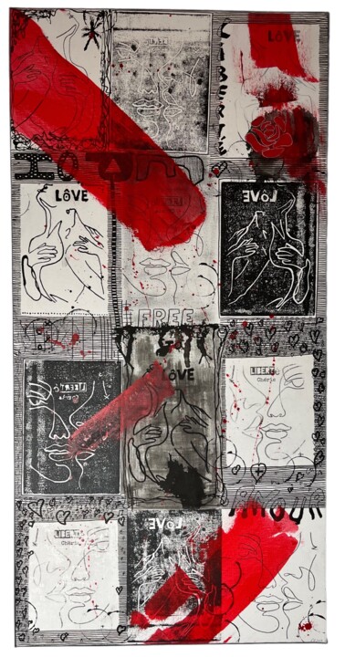 Painting titled "Lôve #" by Corine Grumo, Original Artwork, Acrylic Mounted on Wood Stretcher frame