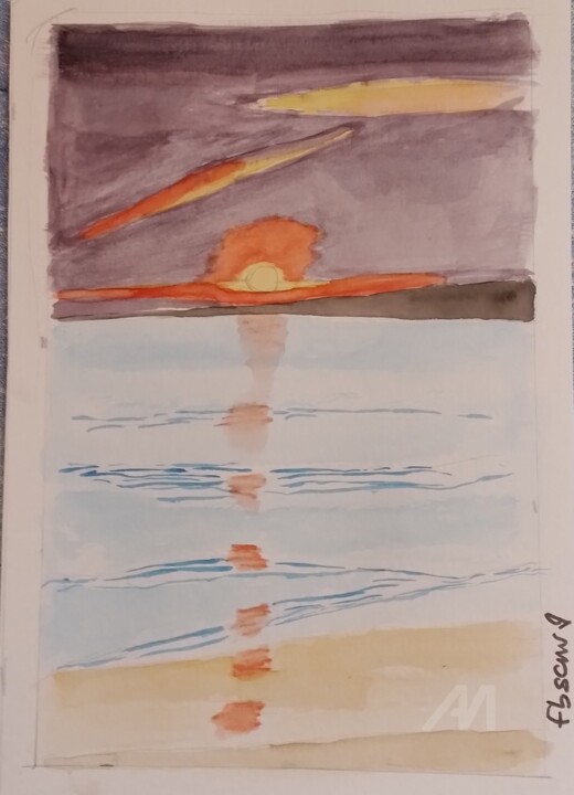 Painting titled "breizh" by Flobscnv, Original Artwork, Watercolor