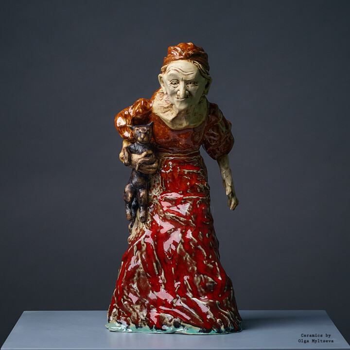 Escultura titulada "Baba Yaga" por Oly Miltys, Obra de arte original, Cerámica