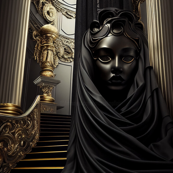 Digital Arts titled "Origin Black" by China Alicia Rivera, Original Artwork, AI generated image
