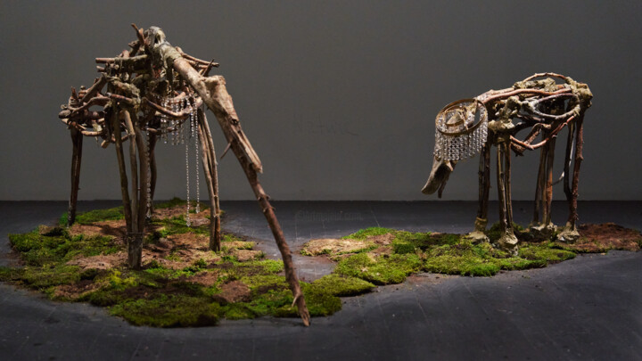 Skulptur mit dem Titel "Untitled, Errors in…" von Sasha Nesterkina, Original-Kunstwerk, Holz