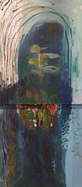 Schilderij getiteld "SOUS LE SAULE PLEUR…" door Mchartrie, Origineel Kunstwerk, Olie Gemonteerd op Houten paneel