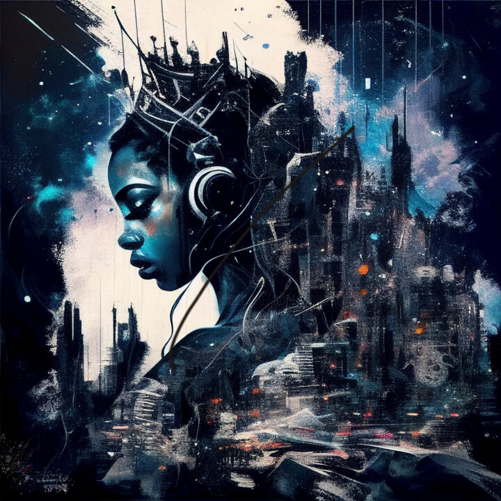Digital Arts titled "City Limits" by China Alicia Rivera, Original Artwork, AI generated image