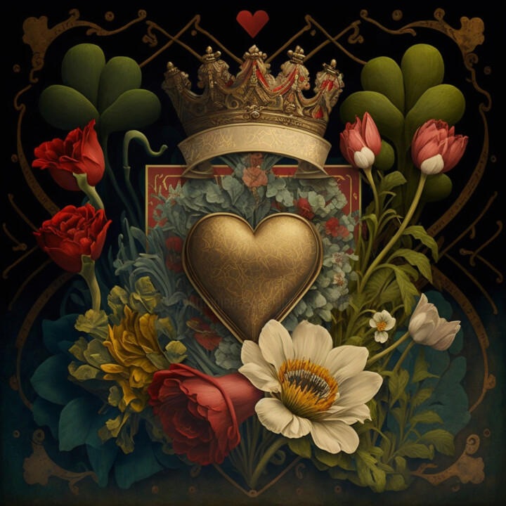 Digital Arts titled "Crown Heart (2)" by China Alicia Rivera, Original Artwork, Digital Painting