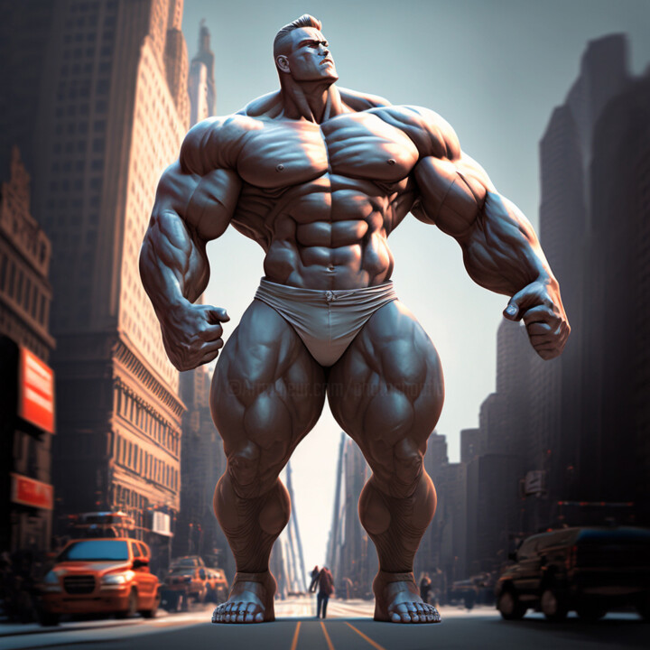 Digital Arts titled "Gym Buff" by China Alicia Rivera, Original Artwork, AI generated image