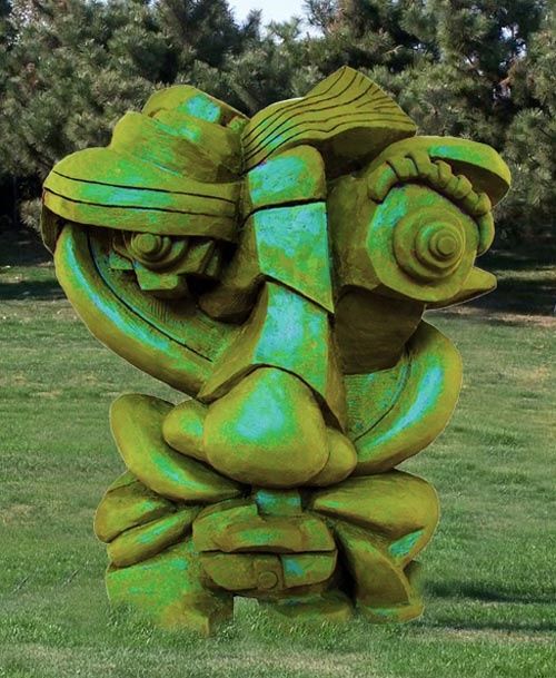 Sculptuur getiteld "时间的脸" door Lin Chu, Origineel Kunstwerk, Terra cotta