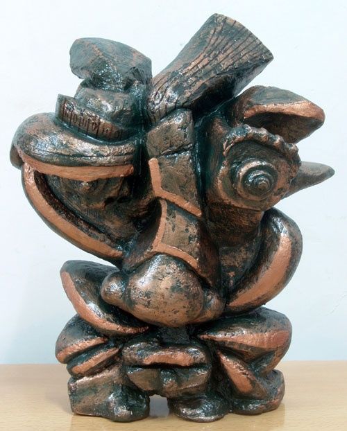 Sculptuur getiteld "时间的脸" door Lin Chu, Origineel Kunstwerk, Gietwerk
