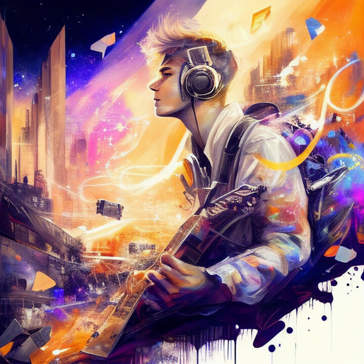 Digital Arts titled "Music Maker" by China Alicia Rivera, Original Artwork, Digital Painting