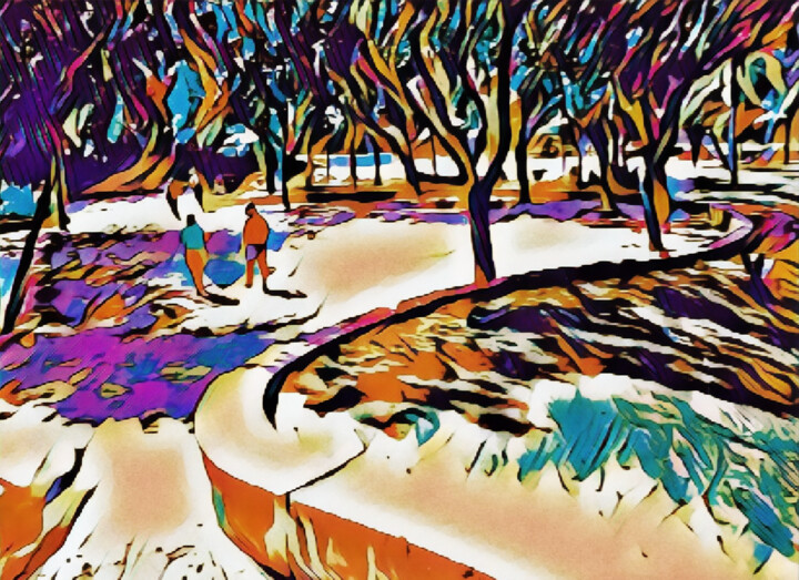 Peinture intitulée "Caminhando no Arpoa…" par Lício Maia, Œuvre d'art originale, Peinture numérique