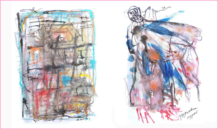 Digital Arts titled "chicken vendor near…" by Dima Dima Vil Ms Wilms (Rok Zivopisec Rock Painter), Original Artwork, Waterco…