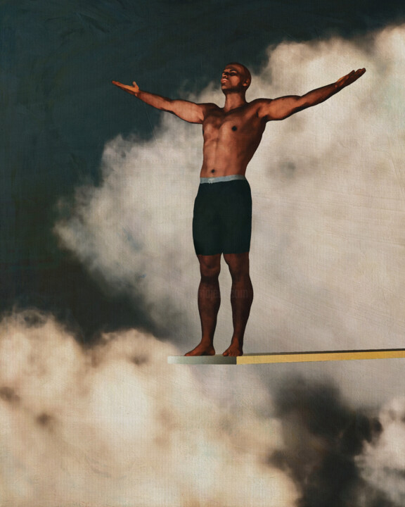 Digitale Kunst getiteld "Man Ready to Dive F…" door Jan Keteleer, Origineel Kunstwerk, 2D Digital Work