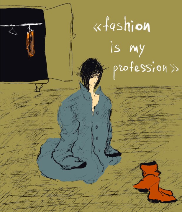 Fashion is my profession. A girl plays a fashion designer. 数字艺术