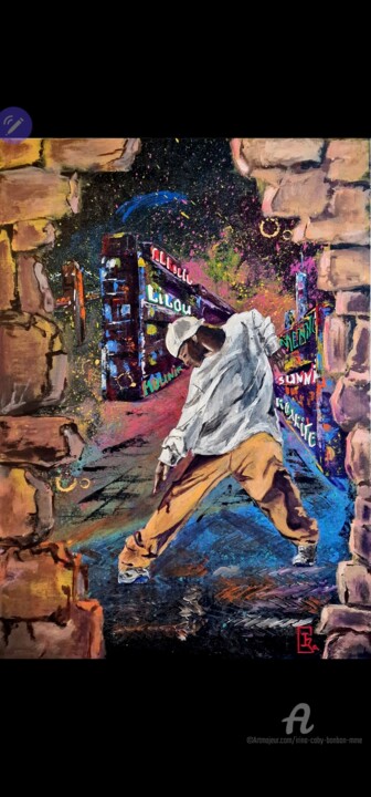B-boy. Série "Sans frontières" 绘画, 27.6x19.7 in