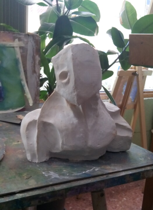 Sculptuur getiteld "notface" door Jako Fernández J.Isaac P.Sánchez, Origineel Kunstwerk, Gips