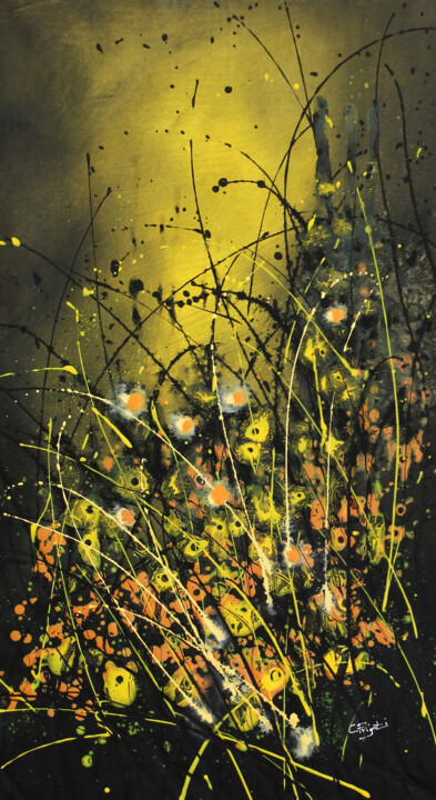 Folgore #1 - Large original floral painting 绘画, 36.6x20.9 in