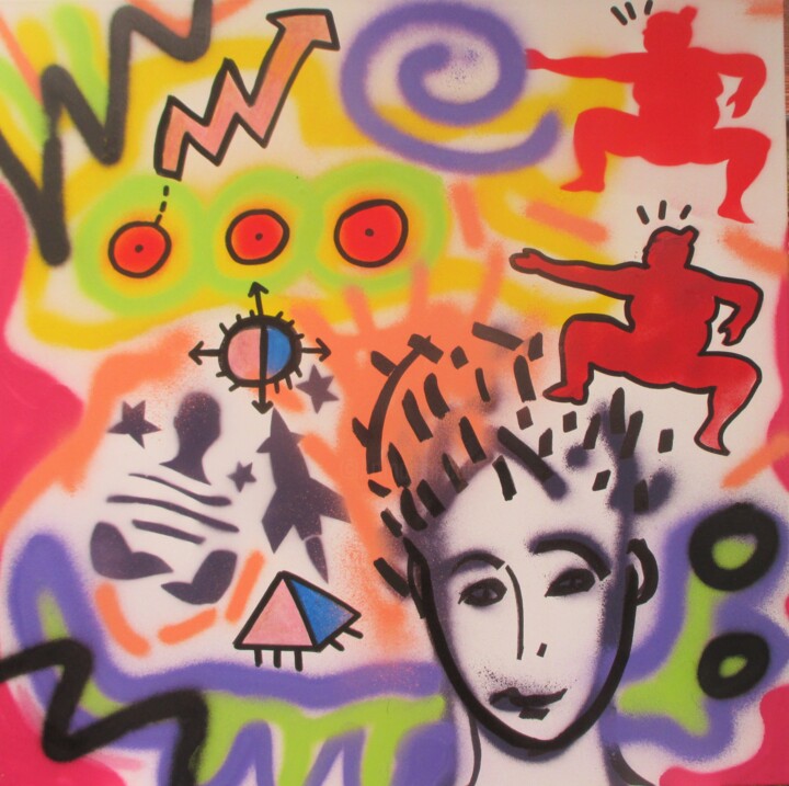 Donne moi un doliprane j'ai mal a la tête 绘画, 31.5x31.5 in