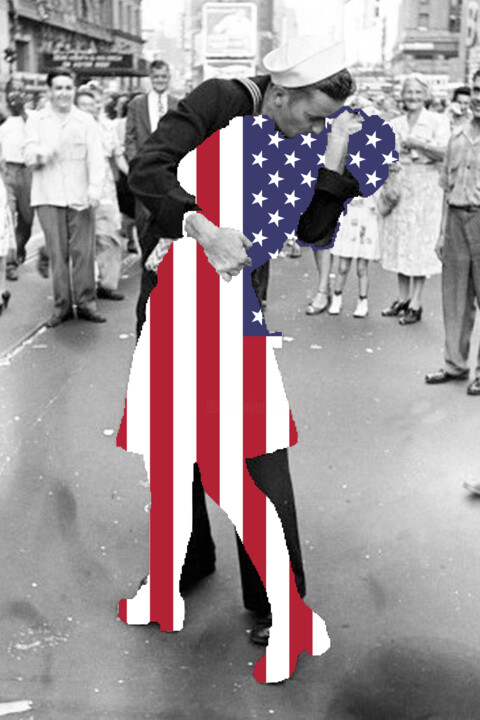 The Kiss Flag WW2 绘画, 18x12 in