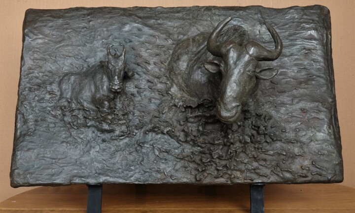 La traversée haut-relief 雕塑, 13.4x23.2 in