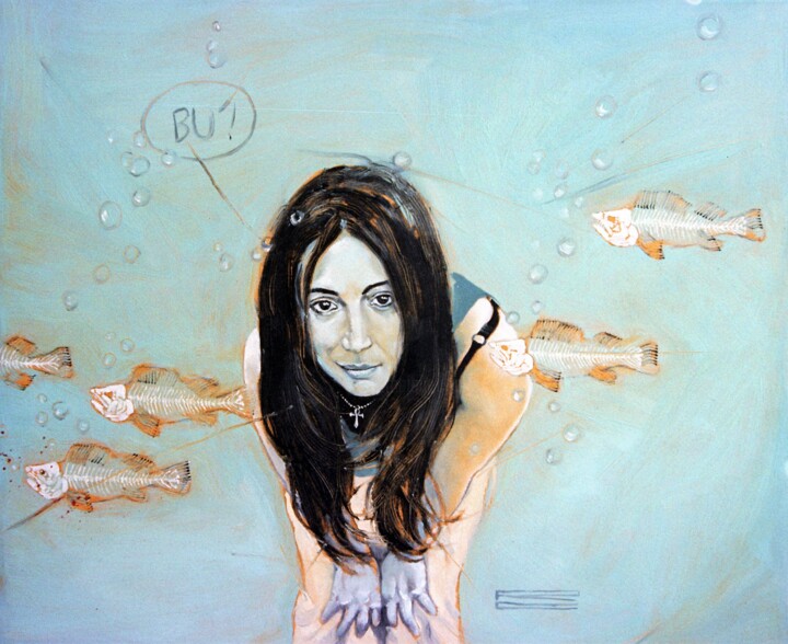 Painting titled "Lische" by Rolando Cicatelli, Original Artwork, Oil Mounted on Wood Stretcher frame