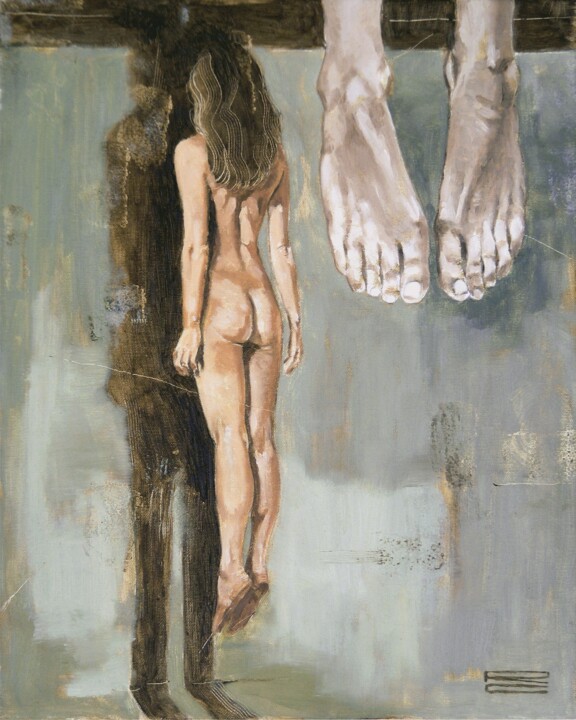 Painting titled "Levitazioni" by Rolando Cicatelli, Original Artwork, Oil Mounted on Wood Stretcher frame