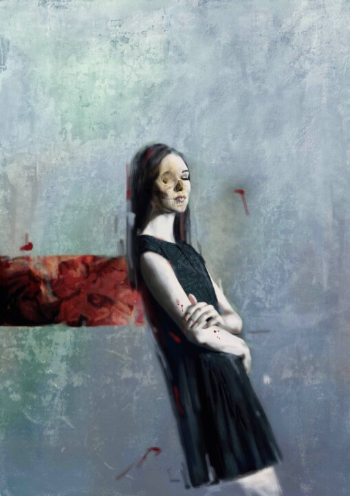 Digital Arts titled "Figura inclinata" by Rolando Cicatelli, Original Artwork, Digital Painting