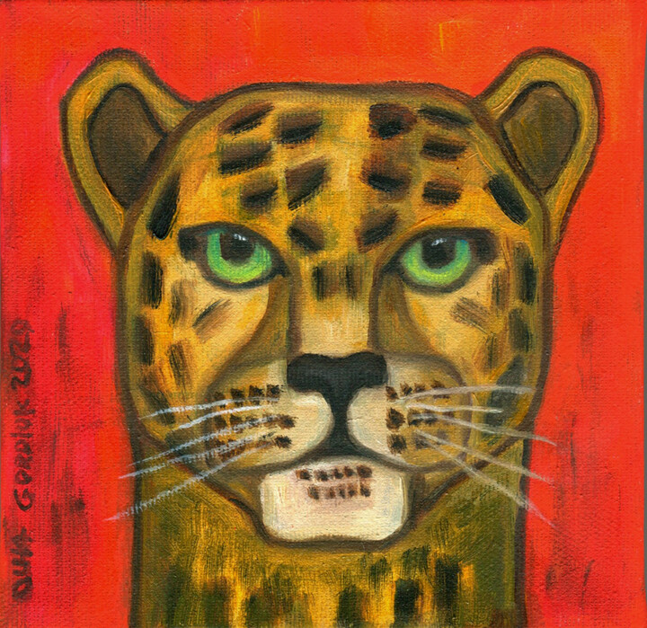 The Leopard 绘画, 5.9x5.9 in