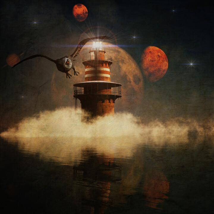 Schilderij getiteld "The lighthouse that…" door Jan Keteleer, Origineel Kunstwerk, 2D Digital Work
