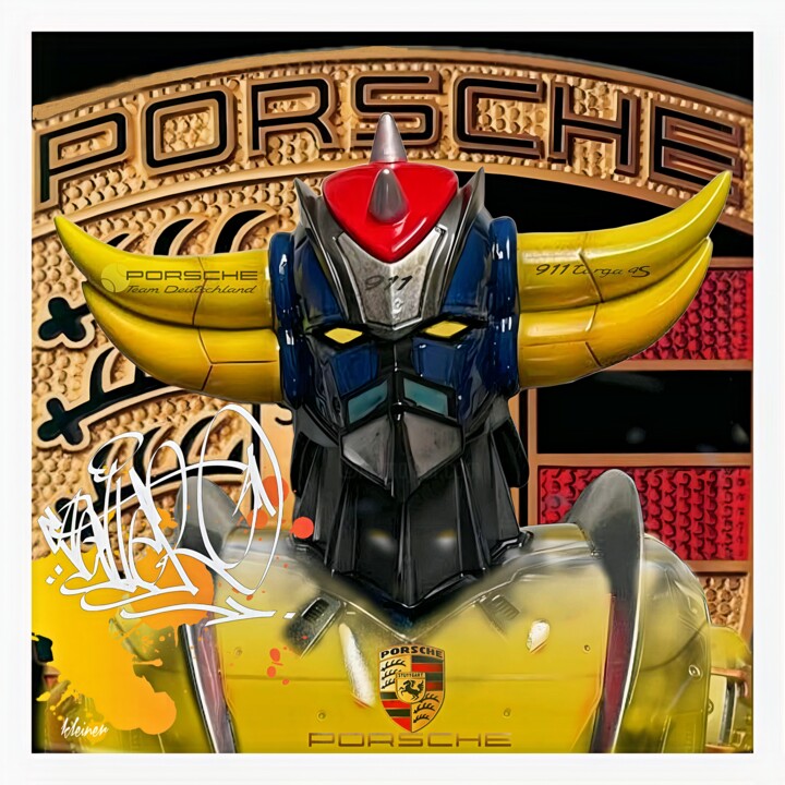 Yellow porsche goldorak 绘画, 23.6x23.6 in