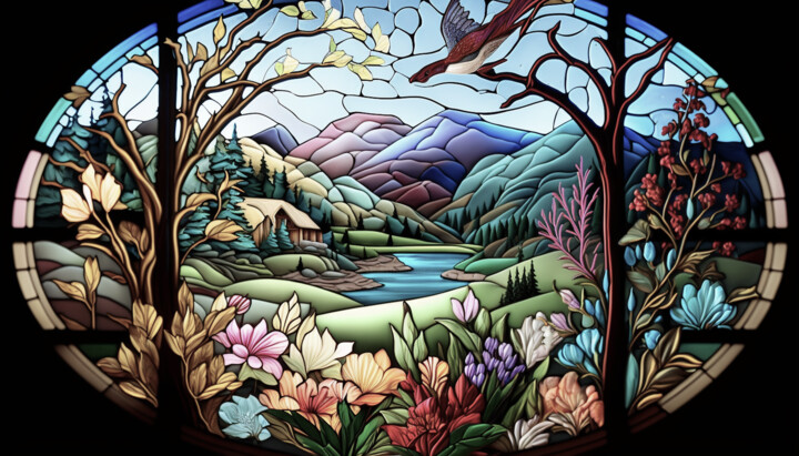 Vitrail Landscape 图画, 19.7x35.4 in