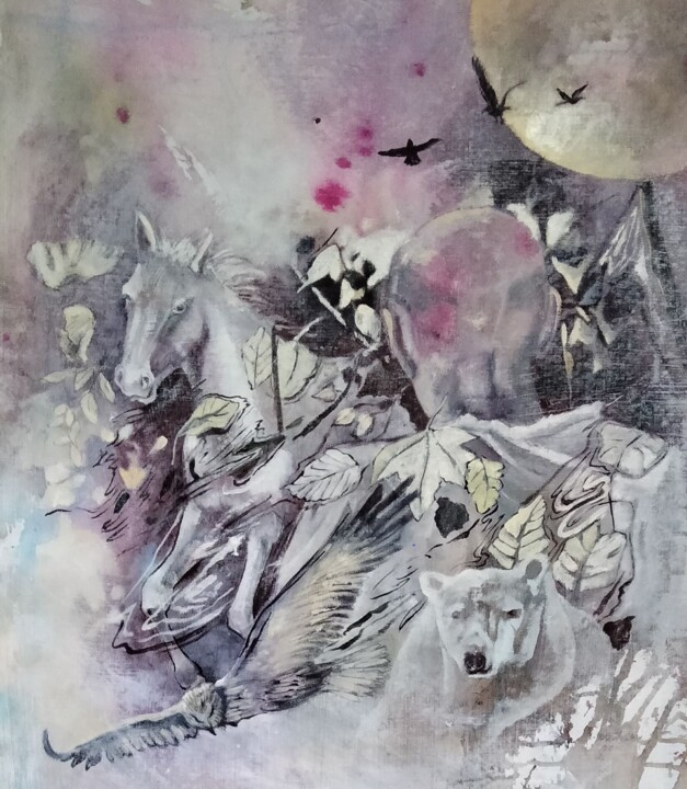 绘画 标题为“Olivier et la Nature” 由Sophie Garapon, 原创艺术品, 油 安装在木质担架架上