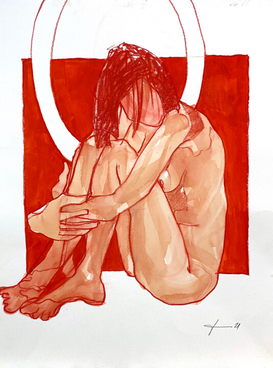 Schilderij getiteld "Bild 21001 Sammlung…" door Walter Diem, Origineel Kunstwerk, Krijt