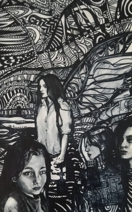 les anges 绘画, 23.6x15 in