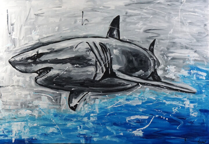 Shark 绘画, 27.6x39.4 in