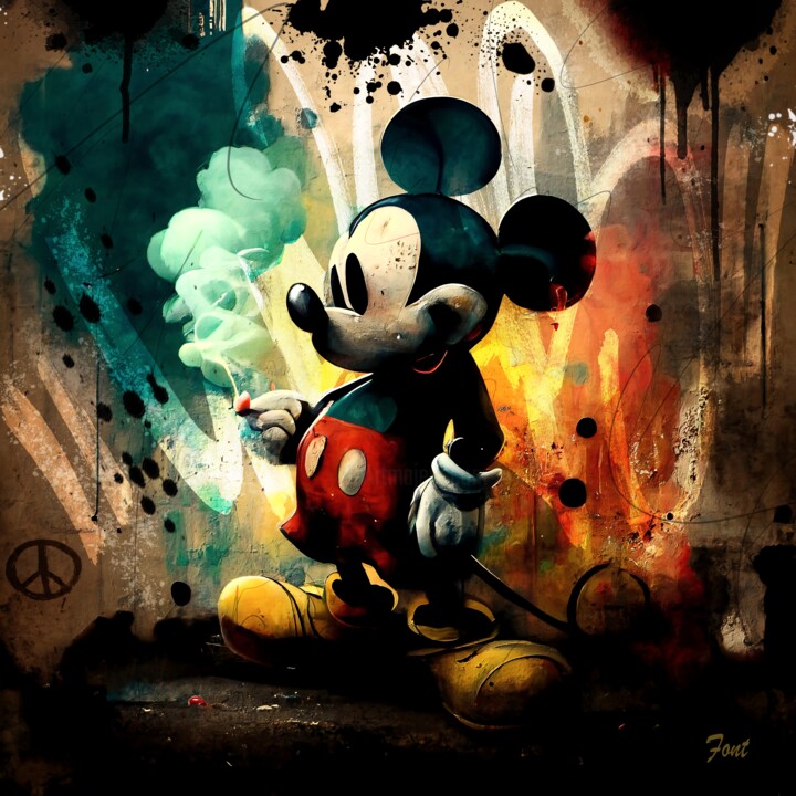 Mickey pause 数字艺术, 23.6x23.6 in