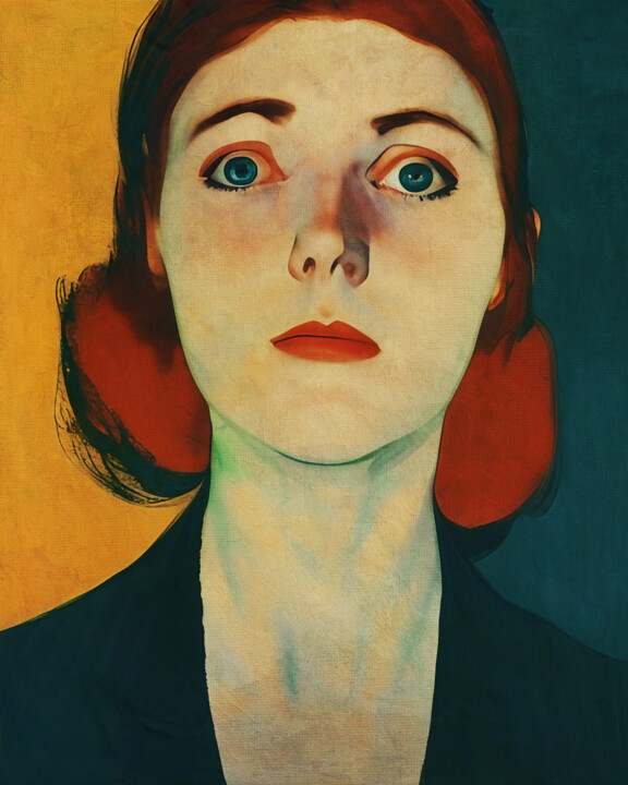 Digitale Kunst getiteld "The woman looking v…" door Jan Keteleer, Origineel Kunstwerk, 2D Digital Work