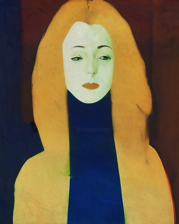 Digitale Kunst getiteld "Woman with long blo…" door Jan Keteleer, Origineel Kunstwerk, 2D Digital Work