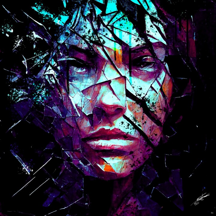 Digital Arts titled "WomenGlass V1" by Frédéric Font (Chroma), Original Artwork, Digital Painting