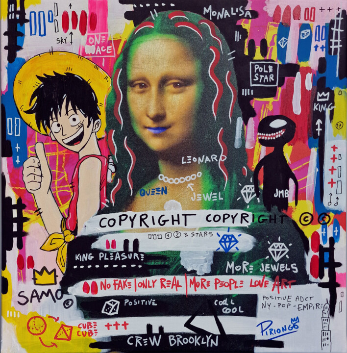 Printmaking titled "Only Real Monnalisa" by Piriongo, Original Artwork, Acrylic Mounted on Wood Stretcher frame