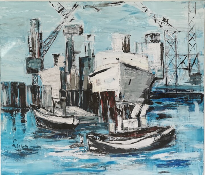 Hamburger Hafen 绘画, 47.2x63 in