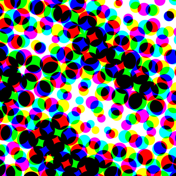 Digitale Kunst mit dem Titel "bulles de savon" von Jürg Strässle, Original-Kunstwerk, Digitale Malerei Auf Keilrahmen aus Ho…