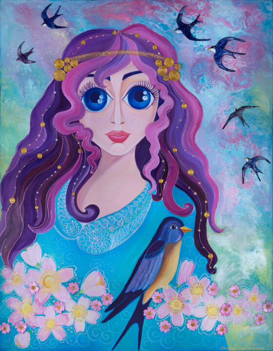 Malarstwo zatytułowany „Painting acrylic on…” autorstwa Oksana Chetverikova, Oryginalna praca, Akryl