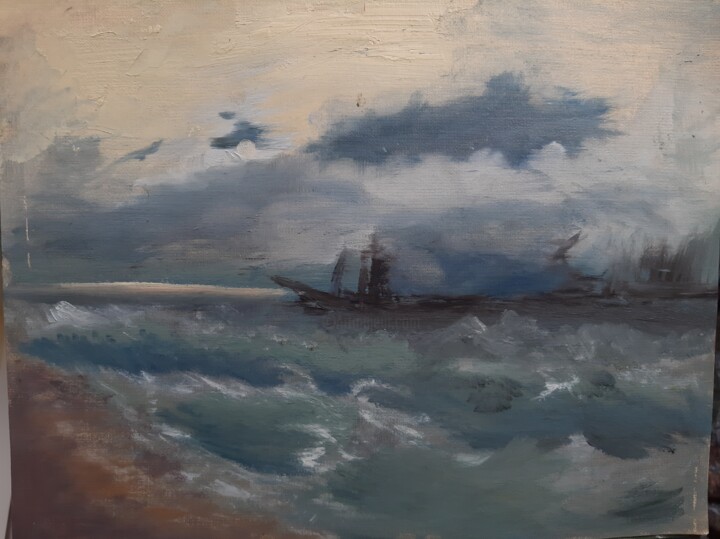 Pittura intitolato "war of the waves" da Hüseyin Özdemir, Opera d'arte originale, pigmenti