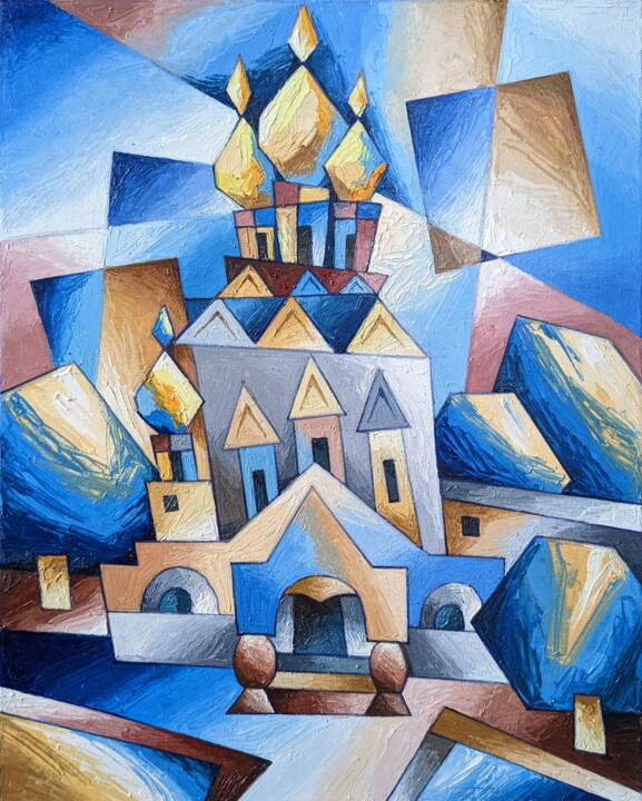Голубая церковь 绘画, 19.7x15.8 in