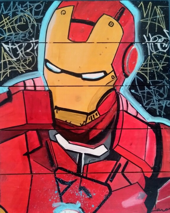 Street art "Iron Man" 绘画, 19.7x15.8 in