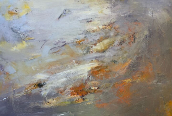 Malarstwo zatytułowany „Clair de terre” autorstwa Geneviève Girod, Oryginalna praca, Olej Zamontowany na Drewniana rama noszy