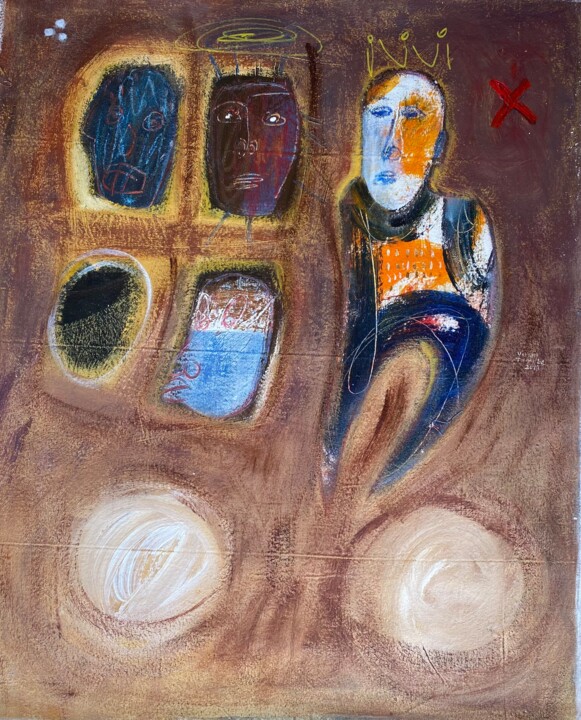 "THE TOTEM" başlıklı Tablo Vivien Tapsoba tarafından, Orijinal sanat, Akrilik